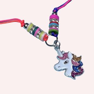 🦄 Rainbow unicorn adjustable length necklace with matching bracelet 🦄